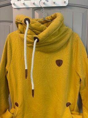 Wanakome Hoodie Yellow Size L Cozy Pullover Fleece Lined Sweatshirt Drawstring H